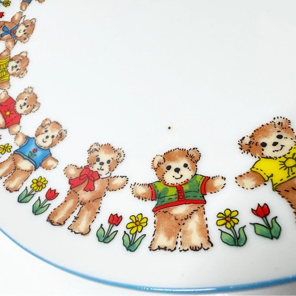 Vintage 70s 1979 Enesco Lucy Ring Teddy Bear Bowl and Plate